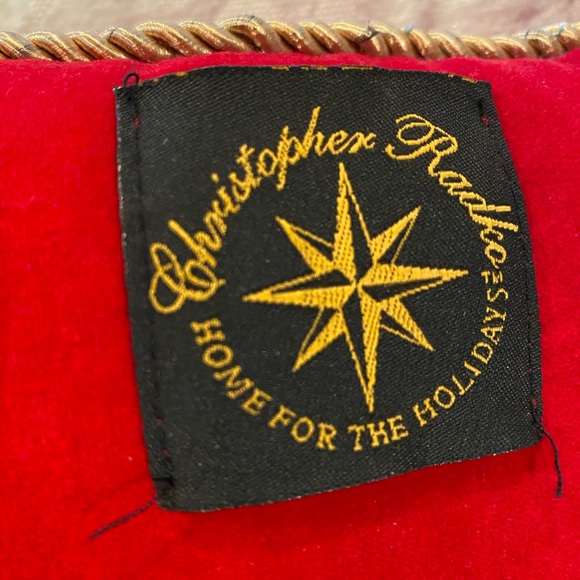 CHRIS RADKO Vintage Needlepoint Red Velvet Pillow Santa Delivering Toys 🎅 - Picture 4 of 6